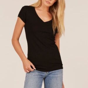 bobi Black Short Sleeve V-Neck Tee